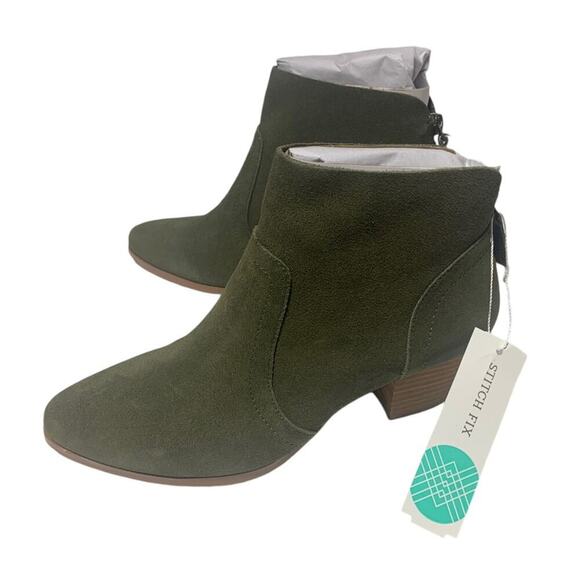 Violet & Red NWT Cupid Suede Boots Olive Green Back Zipper Size 8.5 - Picture 4 of 10
